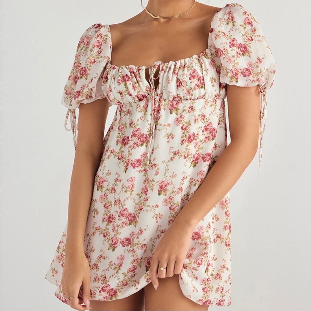 HOUSE OF CB 'Princess' Rose Print Mini Dress NWOT - Picture 3 of 8